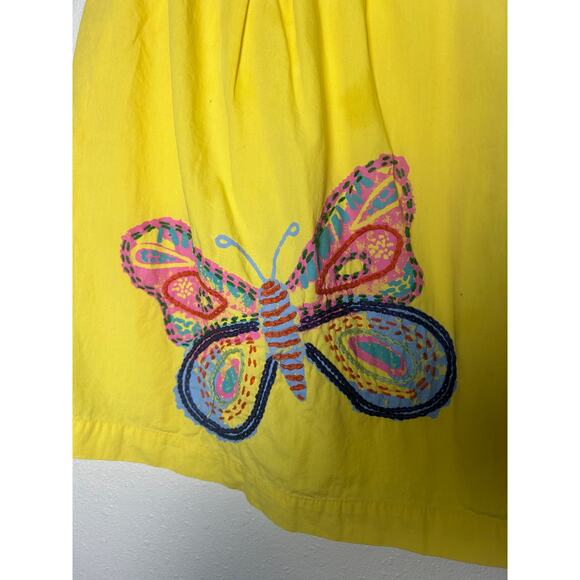 MINI BODEN YELLOW SLEEVELESS A-LINE DRESS, BUTTERFLY EMBROIDERY, SIZE 2/3 - Picture 2 of 7